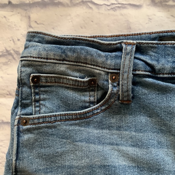 J Crew Mercantile Denim Mini Skirt Cut Off Hem Blue Jean Skirt Size 4 - Picture 3 of 12